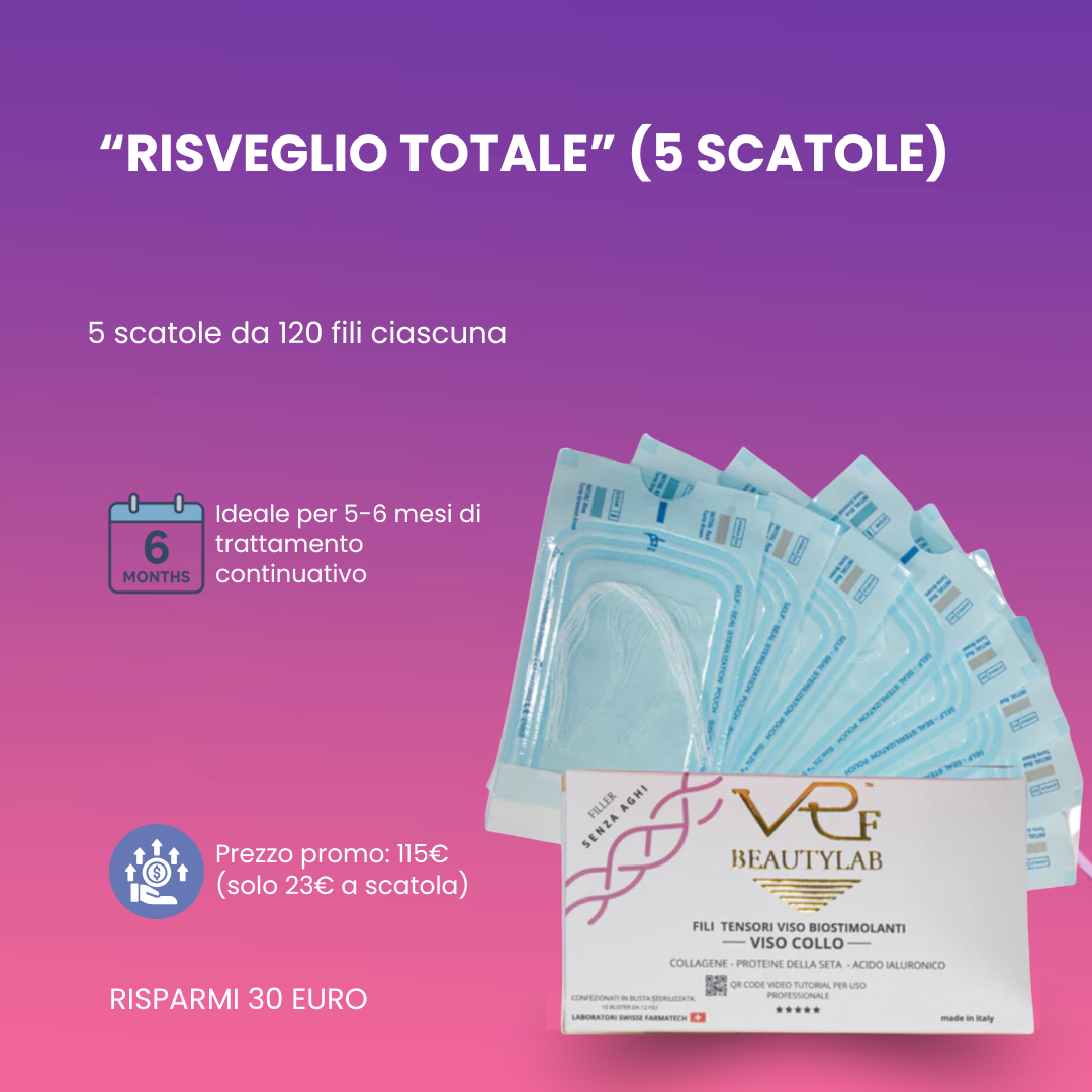 🟦Risveglio Totale – 5 Scatole di Fili al Collagene e proteine della seta VRF