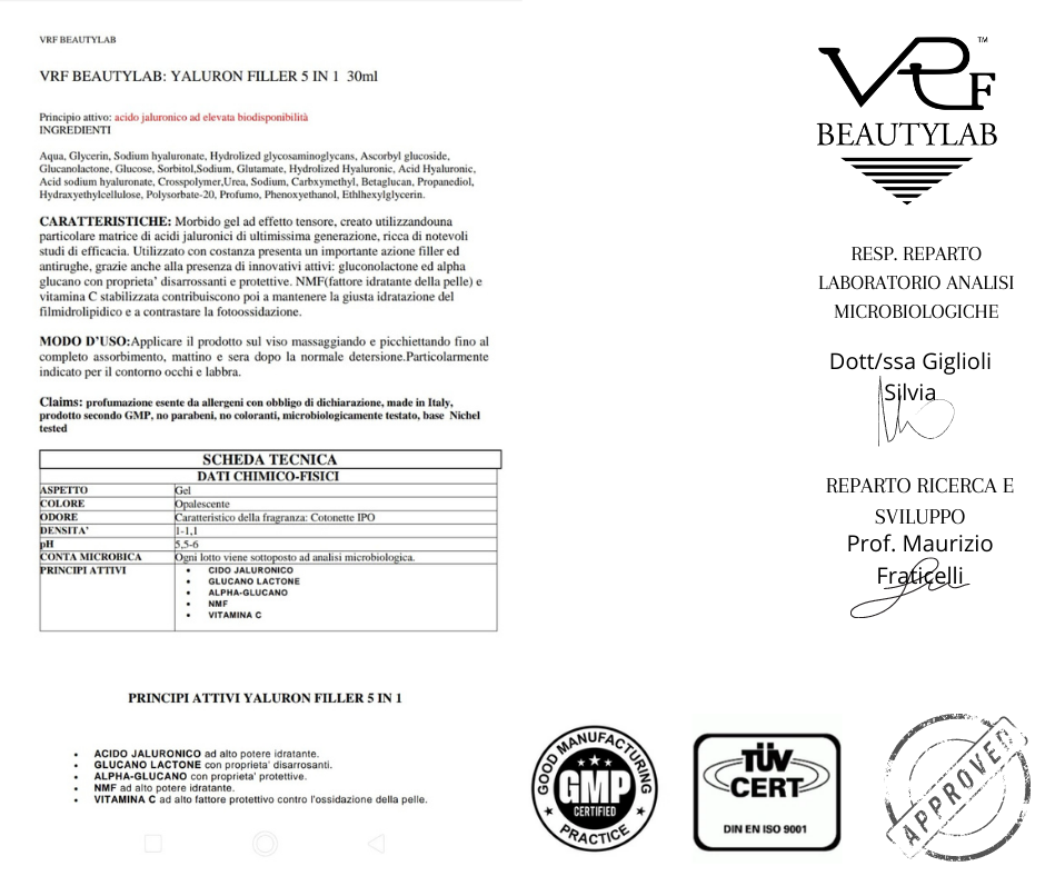 Siero Acido Ialuronico 5 in 1 Contorno Occhi-Labbra: YALURO FILLER™