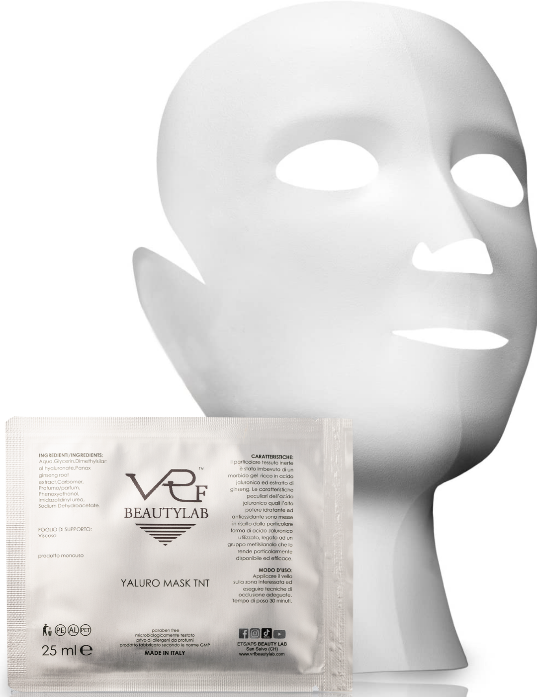 Maschera rughe profonde acido ialuronico viso-collo 'YALURO MASK TNT™  25ml